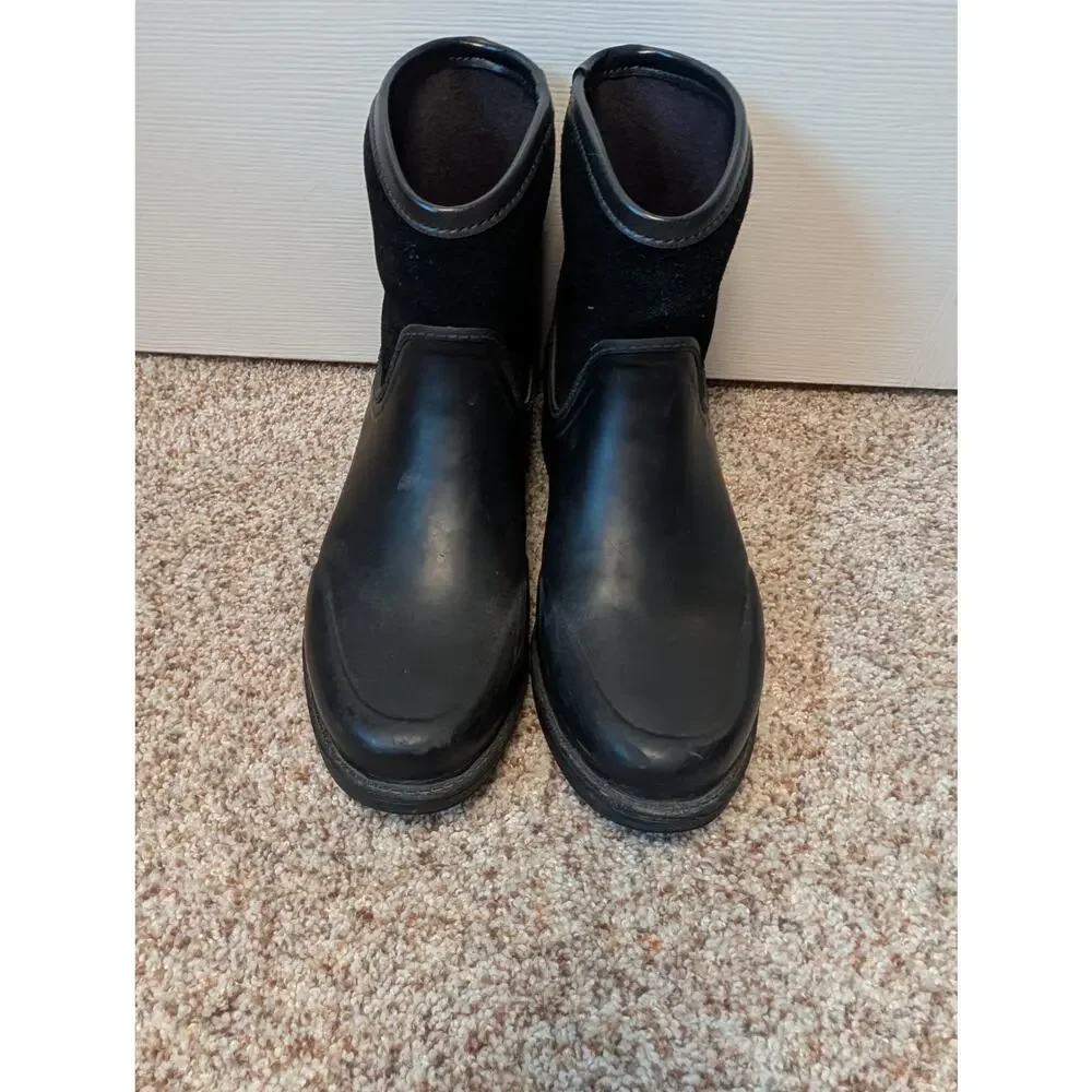 UGG Paxton Rain Boots Men Size 11 Black Waterproof Rubber Suede Chelsea Ankle